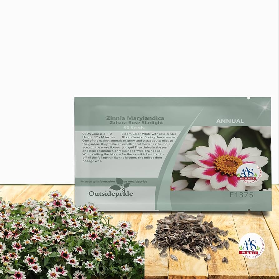 Amazon.com : Outsidepride Zinnia Marylandica Zahara Rose Starlight