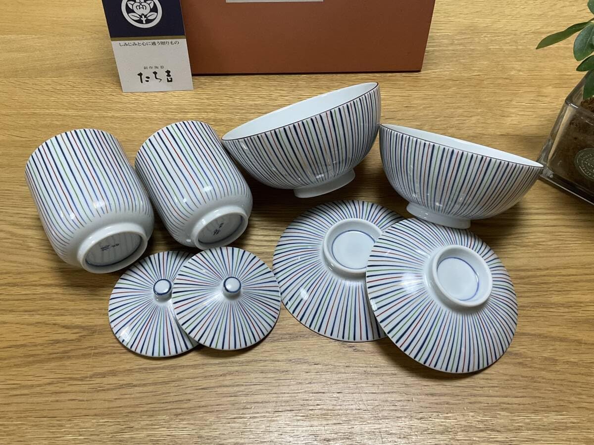 Amazon.co.jp: ＊ たち吉橘吉 彩とくさ 夫婦揃睦揃 蓋付き夫婦湯呑み蓋