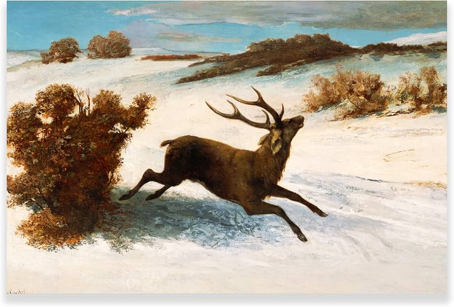 Amazon.co.jp: ギュスターヴ・クールベ キャンバスポスター 雪の中を