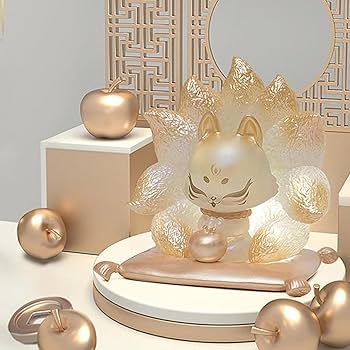 Amazon.co.jp: キツネの像、九尾のキツネ, 九尾の狐樹脂製九尾