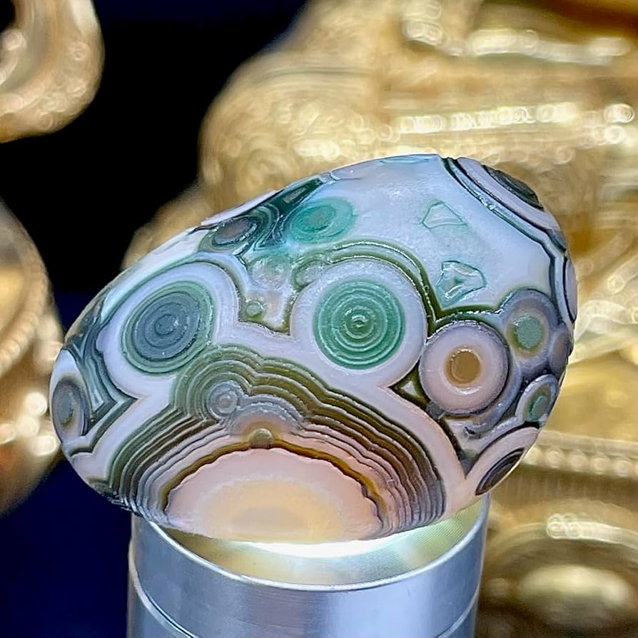 Amazon.co.jp: ゴビ瑪瑙 原石 S686 ゴビアゲート 火山湖 天眼石 天然石