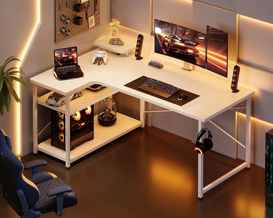 Amazon | ODK パソコンデスク L字 ゲーミングデスク 幅110 L字デスク