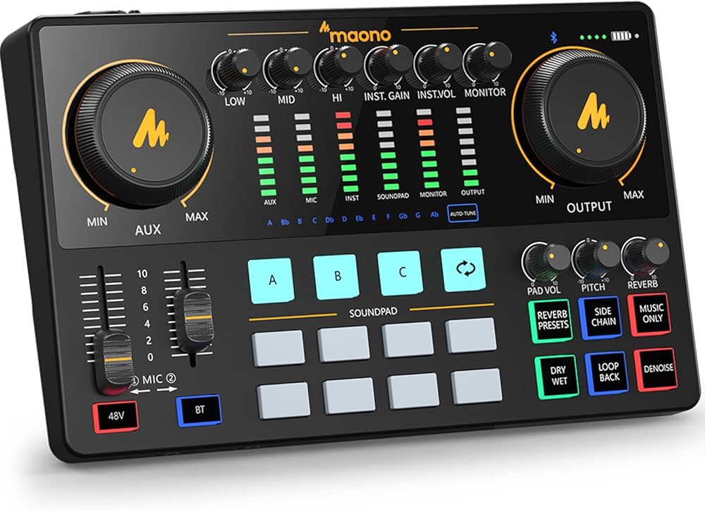 MAONO Audio Interface, MaonoCaster 10-Channel Podcast Mixer with