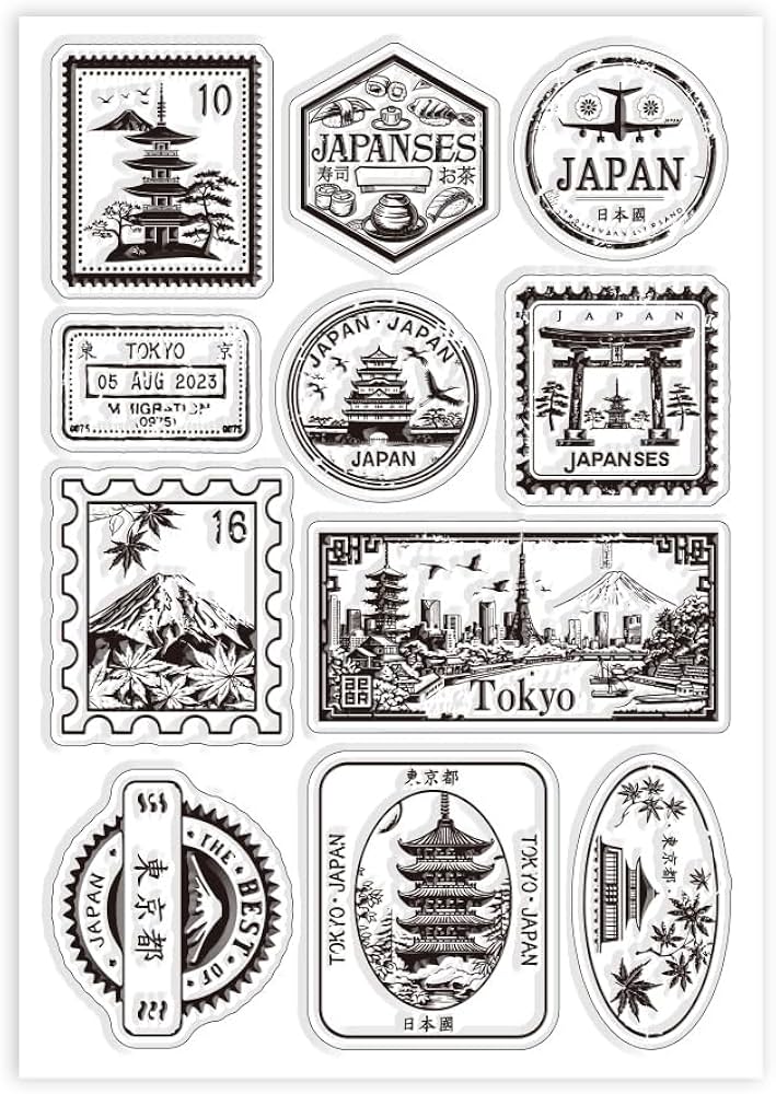 Amazon.com: GLOBLELAND Japan Tiket Clear Stamps Mount Fuji Postage