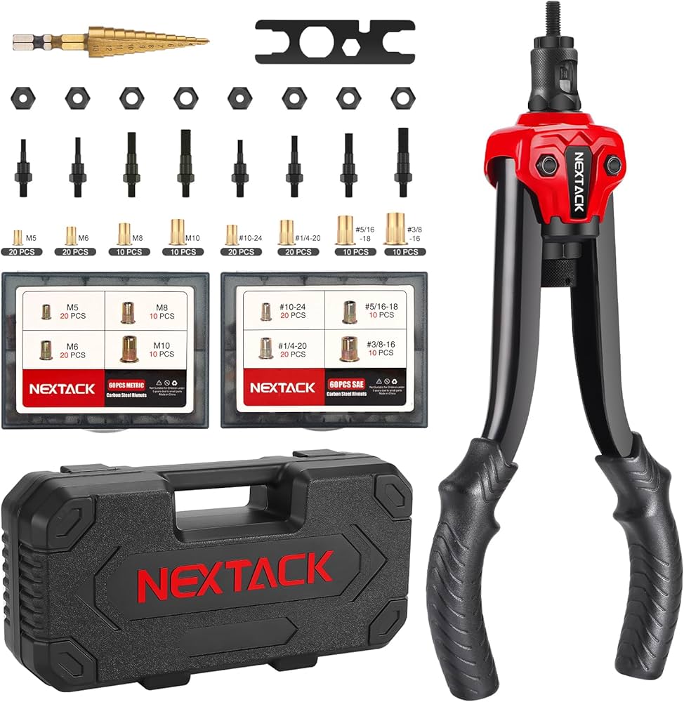 NEXTACK Rivet Nut Tool Kit with a Step Drill Bit, 120pc Nutserts