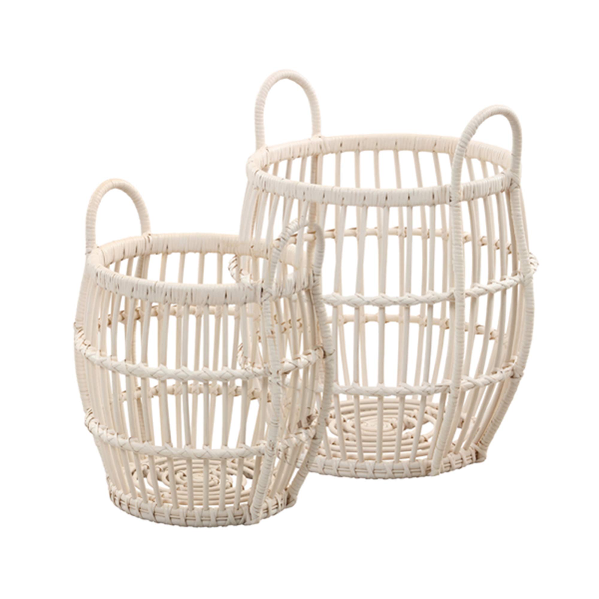 Amazon.co.jp: サンフラワーラタン バスケット ホワイト 幅44×奥行き44