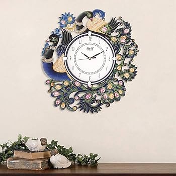 Buy CIRCADIAN Peacock Design Wooden Wall Clock for Home Living