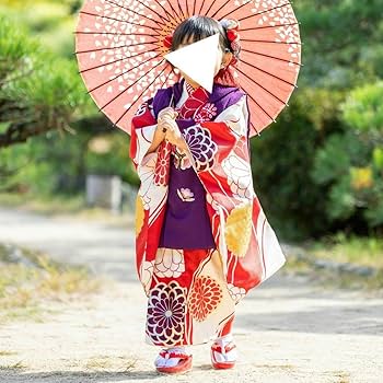Amazon.co.jp: 七五三 3歳 女の子 着物 フルセット 古典 レトロ 紫 赤