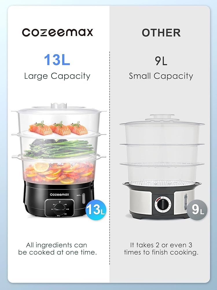 Amazon.com: Cozeemax 3 Tier Electric Food Steamer for Cooking