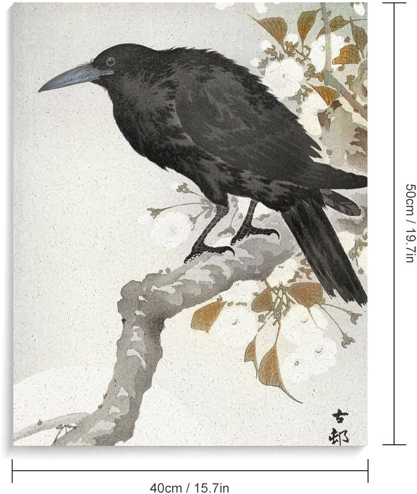 Amazon | 枝にとまるカラス 数字キットによる絵画 数字油絵 日本の民俗