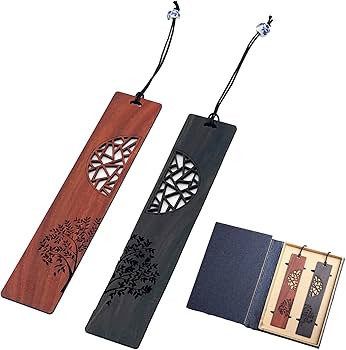 Amazon | Mitoland 栞 シオリ 木製 ブックマーク 黒檀 天然木 彫刻