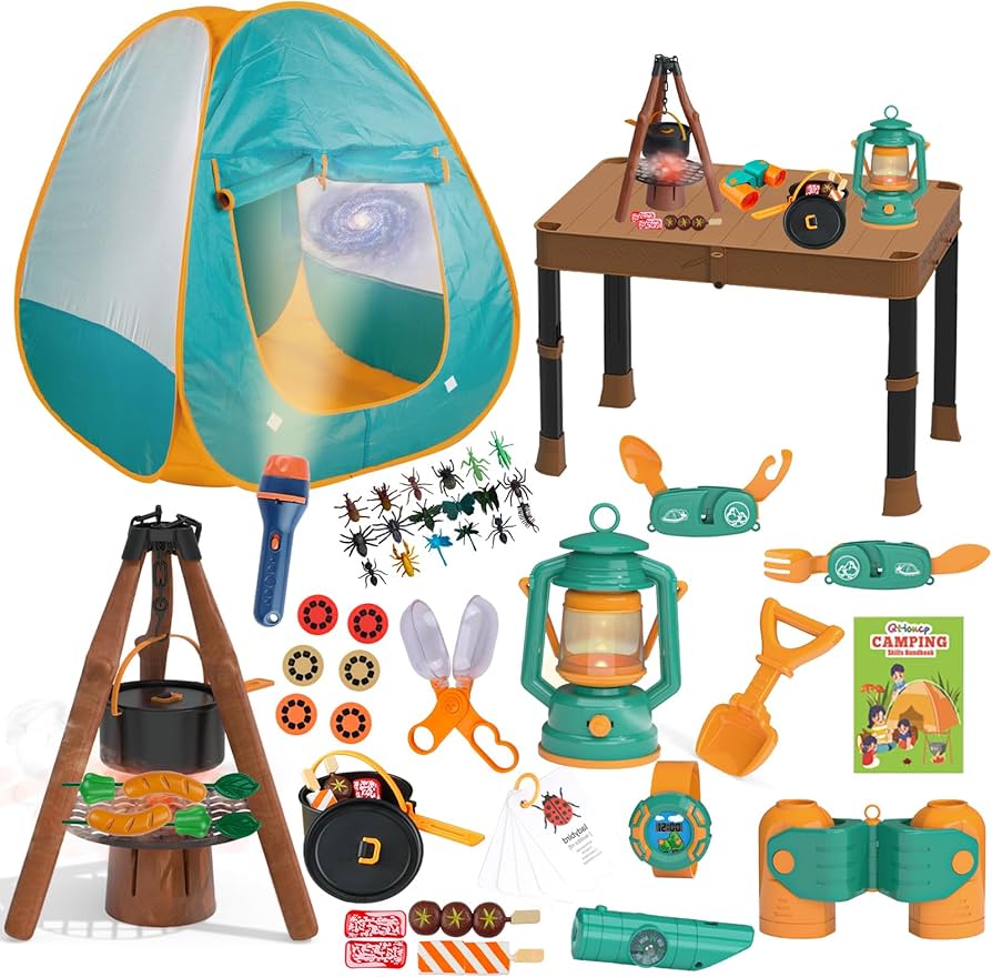 Amazon.com: Qtioucp Kids Camping Set 50pcs with Folding Storage