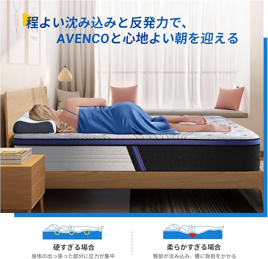 Amazon｜Avenco マットレス シングル 極厚25cm 高反発 ポケットコイル