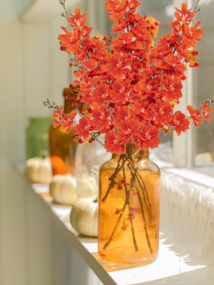 Amazon｜オレンジ デルフィニウム フェイクフラワー ウェディング