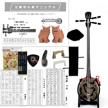 Amazon.co.jp: 三線 中型サイズ沖縄三線 初心者用シンプルセット【海の