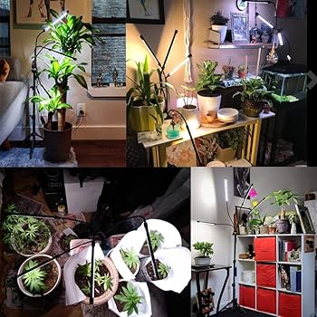 Amazon.co.jp: LED植物育成ライト、スタンド付き4ヘッドプラントライト