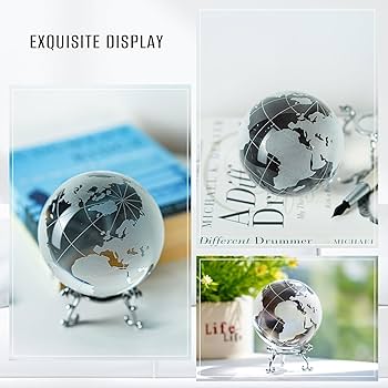 Amazon.co.jp: 80mm クリスタル 地球儀 ボール スタンド付き 世界地図
