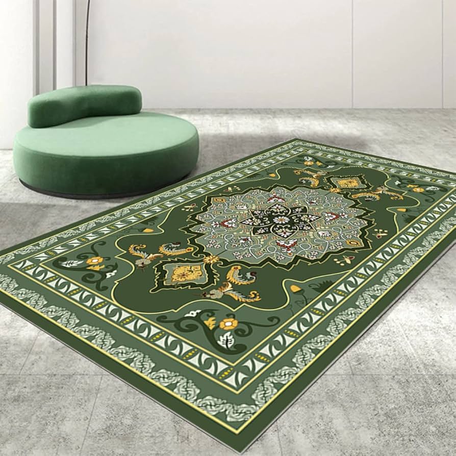 Amazon｜[DLAWF] ペルシャ絨毯 ラグ グリーン カーペット 3畳 2畳 花柄