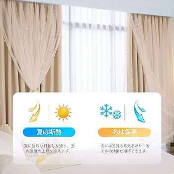 Amazon｜カーテン 姫系 遮光 レースカーテン付き 2枚組 丈180cm×幅