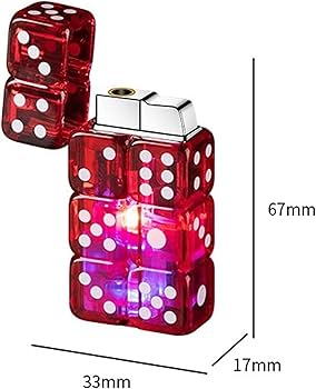 Amazon.co.jp: サイコロ型ライター、赤い炎トーチライター、調整可能な