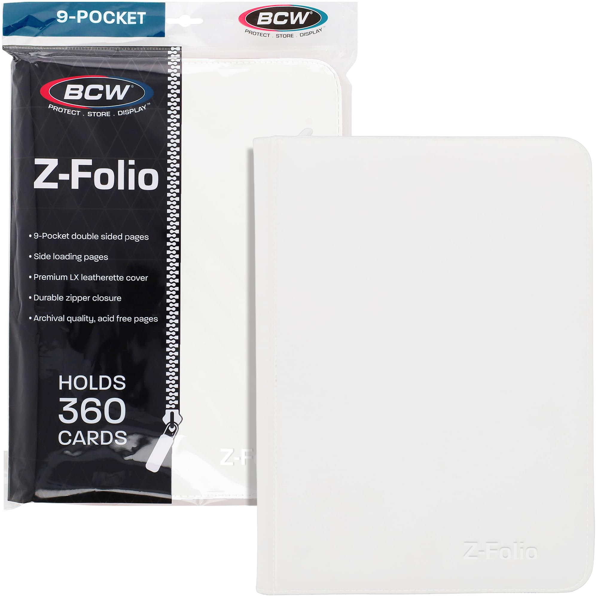 Amazon.com: BCW Z-Folio 9-Pocket LX Album - White | Secure Zipper