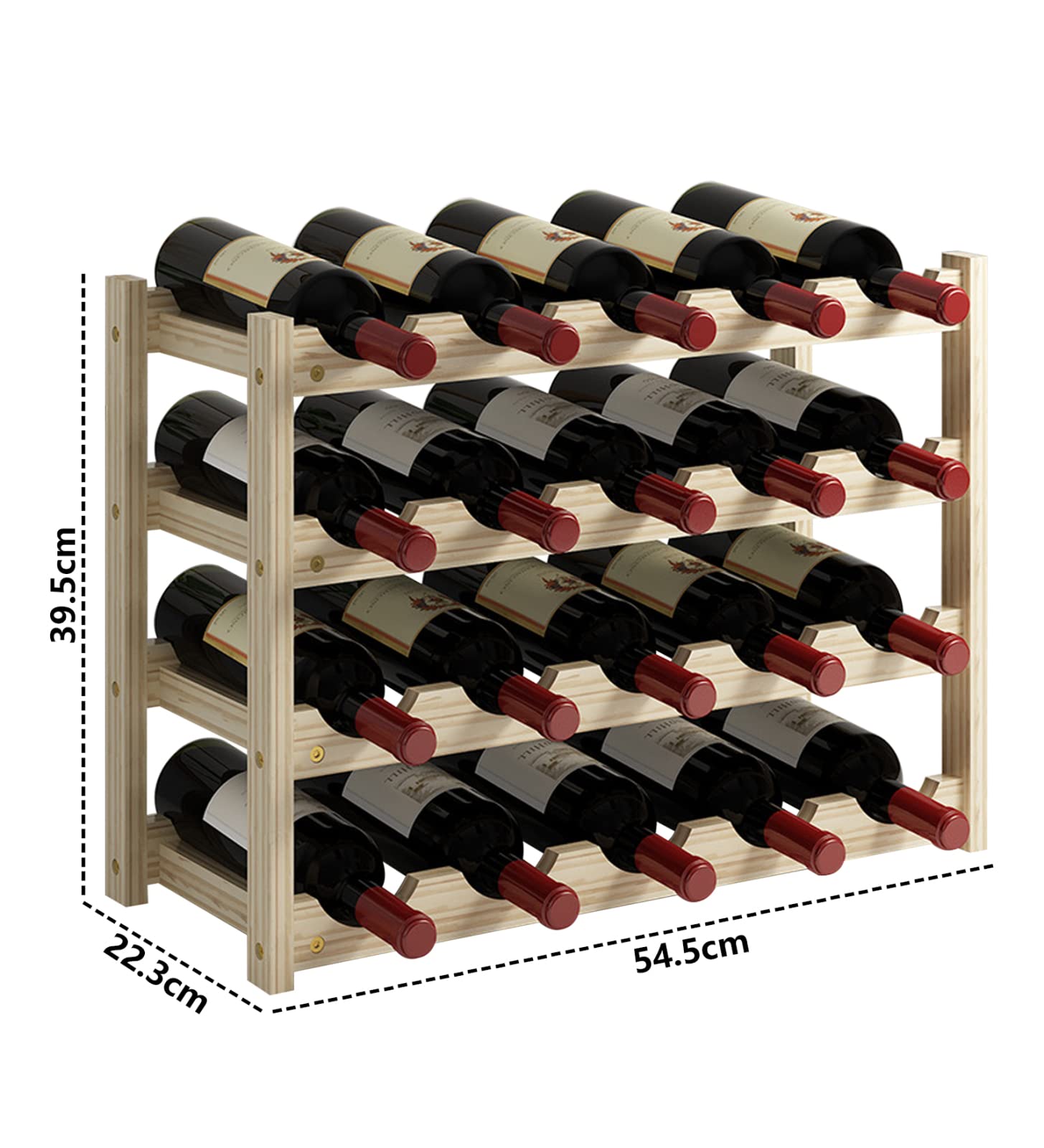 Amazon｜LEEKOUS ワインラック - 4段20本木製ワインラック、自立型