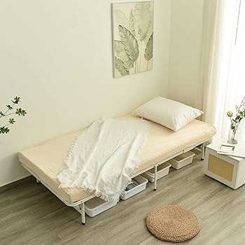 Amazon｜KJUUJE パイプベッド シングル 収納 折畳ベッド ホワイト