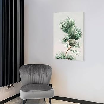 Amazon.co.jp: 絵画 枝の松ぼっくりインテリア 絵画 水彩風 中世の