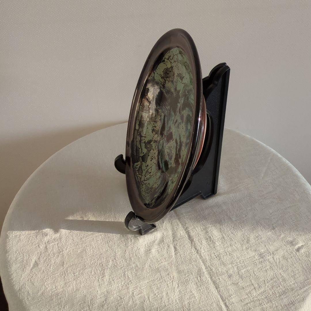 Amazon.co.jp: 丹波立杭焼 丹水窯 丹水作 飾り皿 大皿 飴釉押紋糠流し