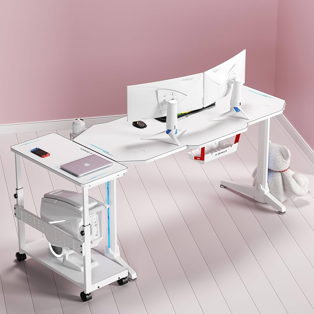 Amazon | U-POWER 昇降式L字デスク PCラック パソコンラック pcワゴン