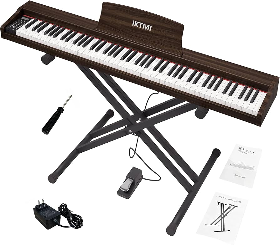 Amazon.co.jp: IKTMI 電子ピアノ 88鍵盤 木製 88鍵 電子ピアノスタンド