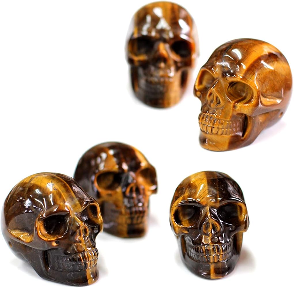Amazon.co.jp: スカル タイガーアイ 虎目石 骸骨 彫刻 ドクロ 天然石