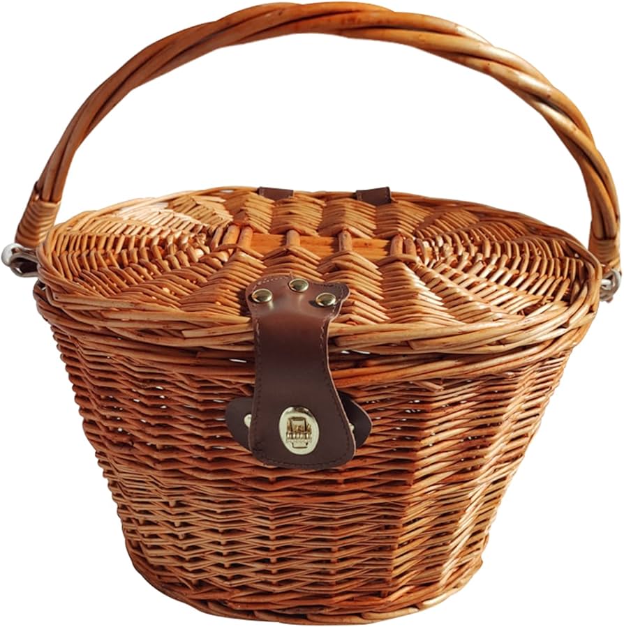 Amazon.co.jp: 自転車かご 前 脱着式 バスケット ラタン風 前カゴ 大