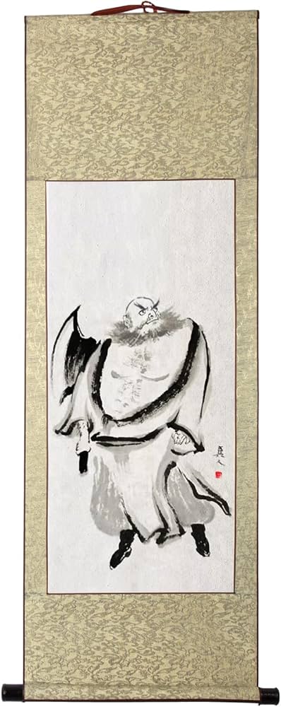 Amazon.co.jp: 掛軸(掛け軸) 水墨画『水滸伝』の英雄人物/李逵 四尺四