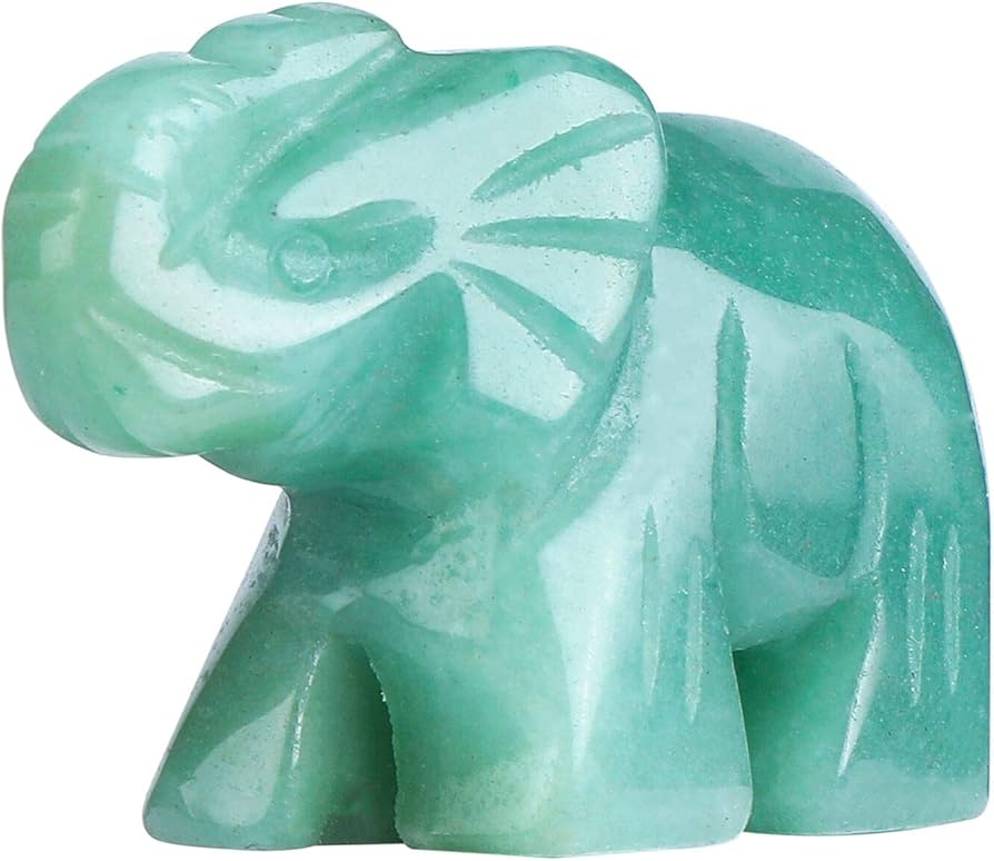 Amazon.co.jp: 象の像 天然グリーン翡翠石 象の像 ホーム
