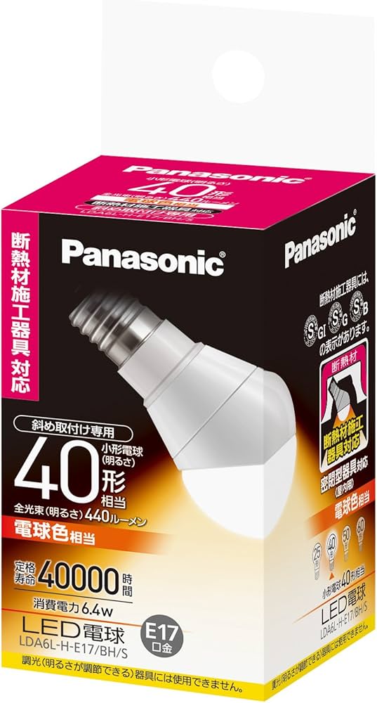 Amazon | パナソニック LED電球 口金直径17mm 電球40W形相当 電球色