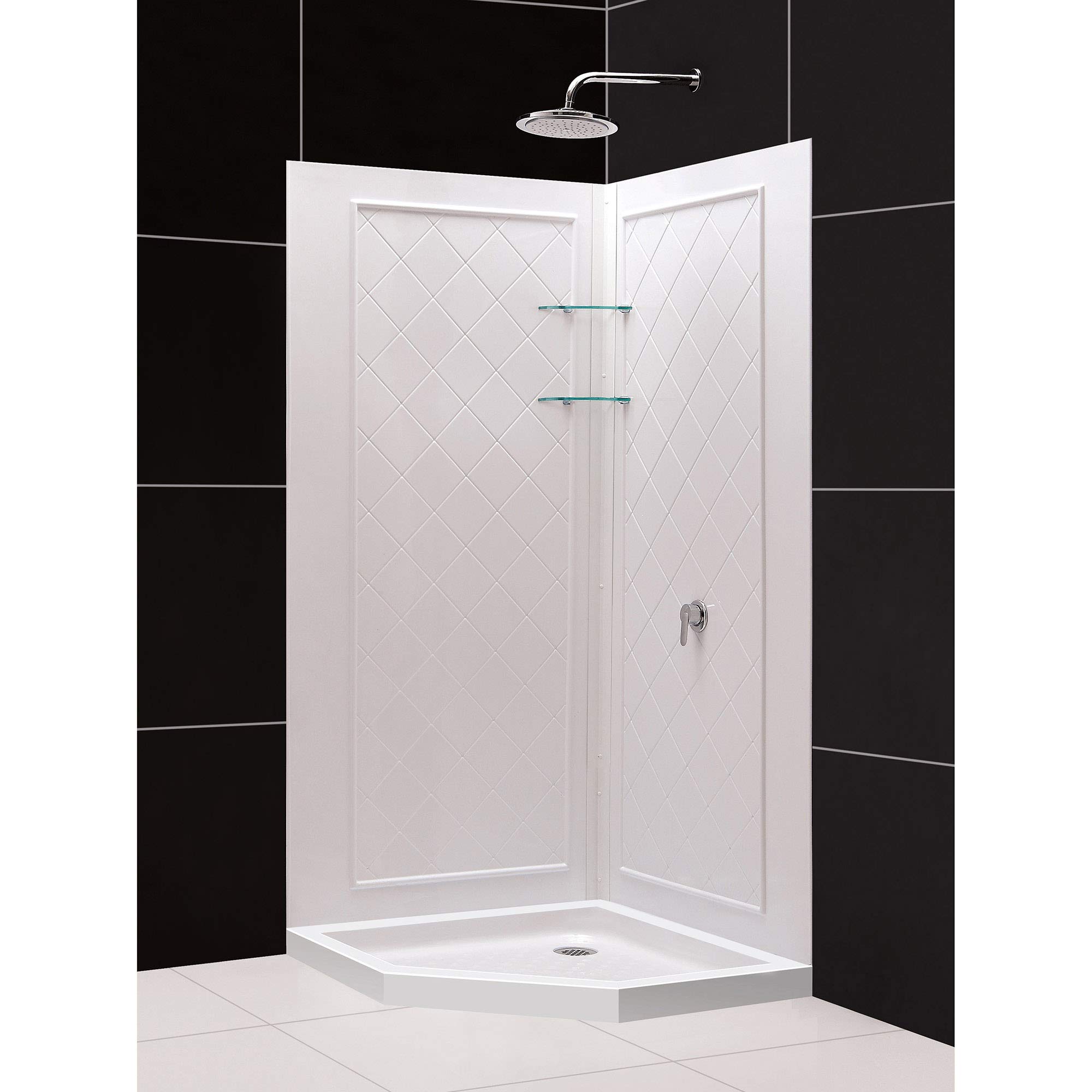 DreamLine 38 in. x 38 in. x 76 3/4 in. H Neo-Angle Shower Base and
