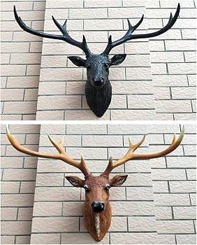Amazon.co.jp: 壁の彫刻 トナカイ樹脂動物頭三次元ペンダント壁装飾