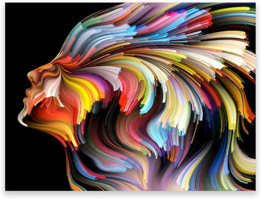 Amazon.co.jp: 抽象キャンバス絵画。 カラフルな女性の顔の絵