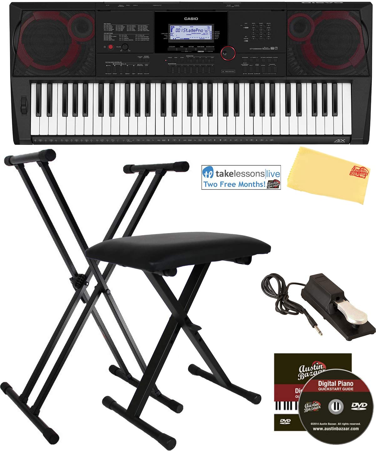 Amazon.com: Casio CT-X3000 61-Key Keyboard Bundle with Adjustable