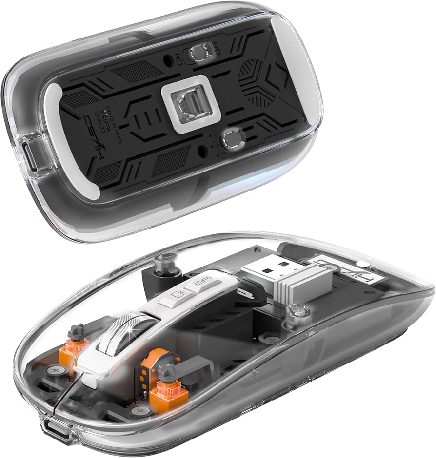 Amazon | HXSJ T900ゲーミングマウス スケルトンマウス クリア筺体