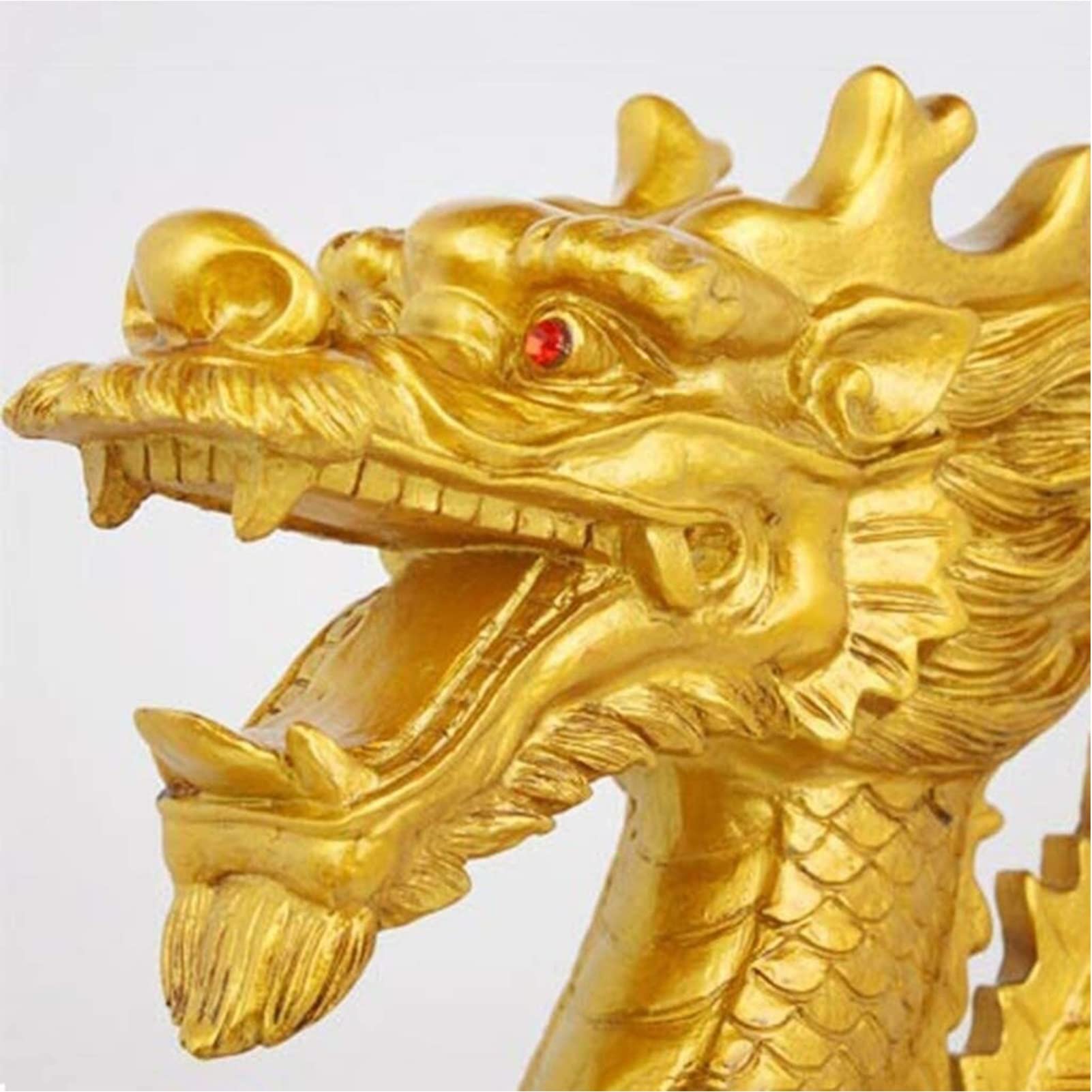 Amazon｜風水像、中国風水龍像、金干支龍置物、樹脂中国龍富と幸運彫刻