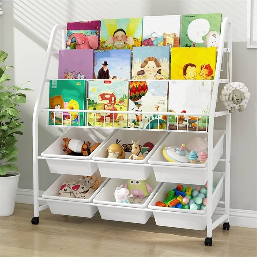 Amazon.co.jp: 絵本棚 おもちゃ収納ラック 子ども絵本だな収納 収納
