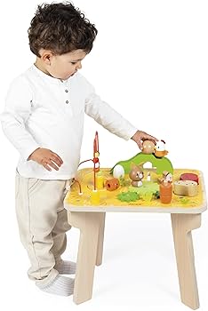 Amazon.com: Janod - Wooden Activity Table Farm Theme - 8