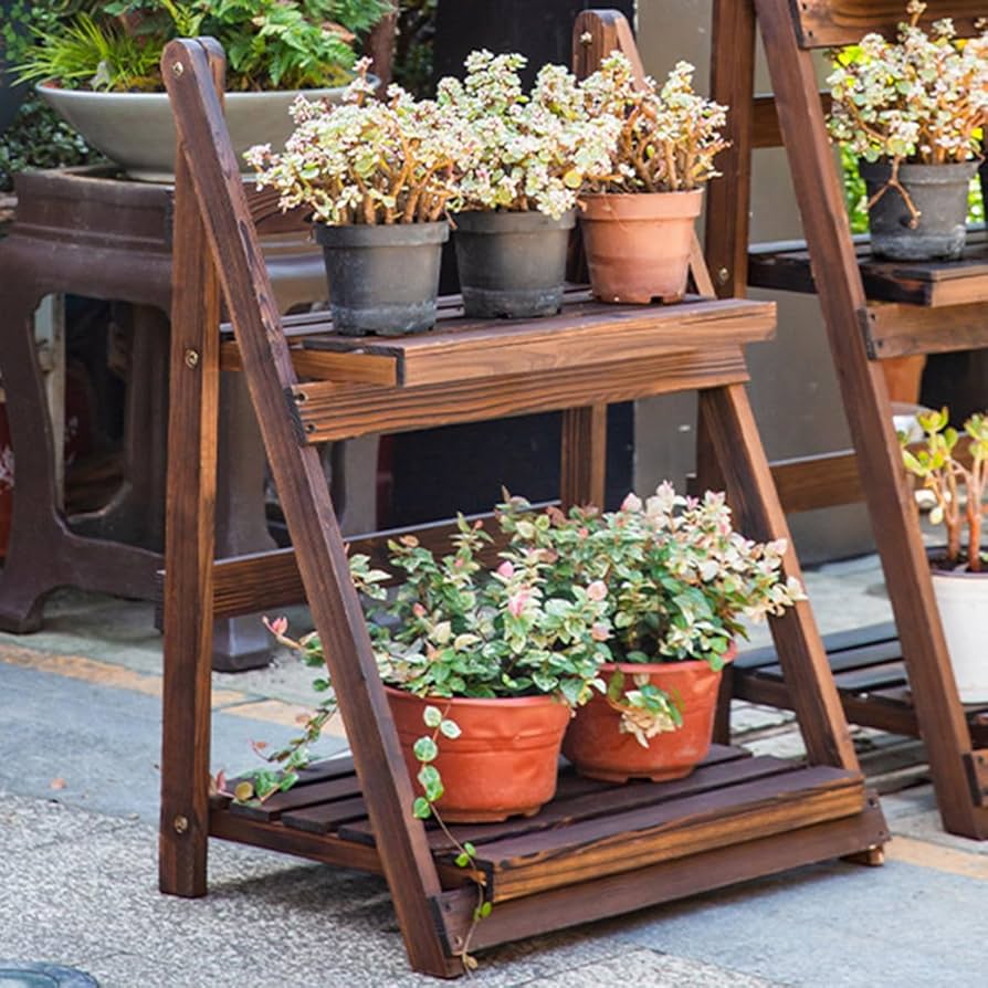 Amazon.co.jp: MJKQ9 フラワースタンド ガーデンラック 木製 園芸