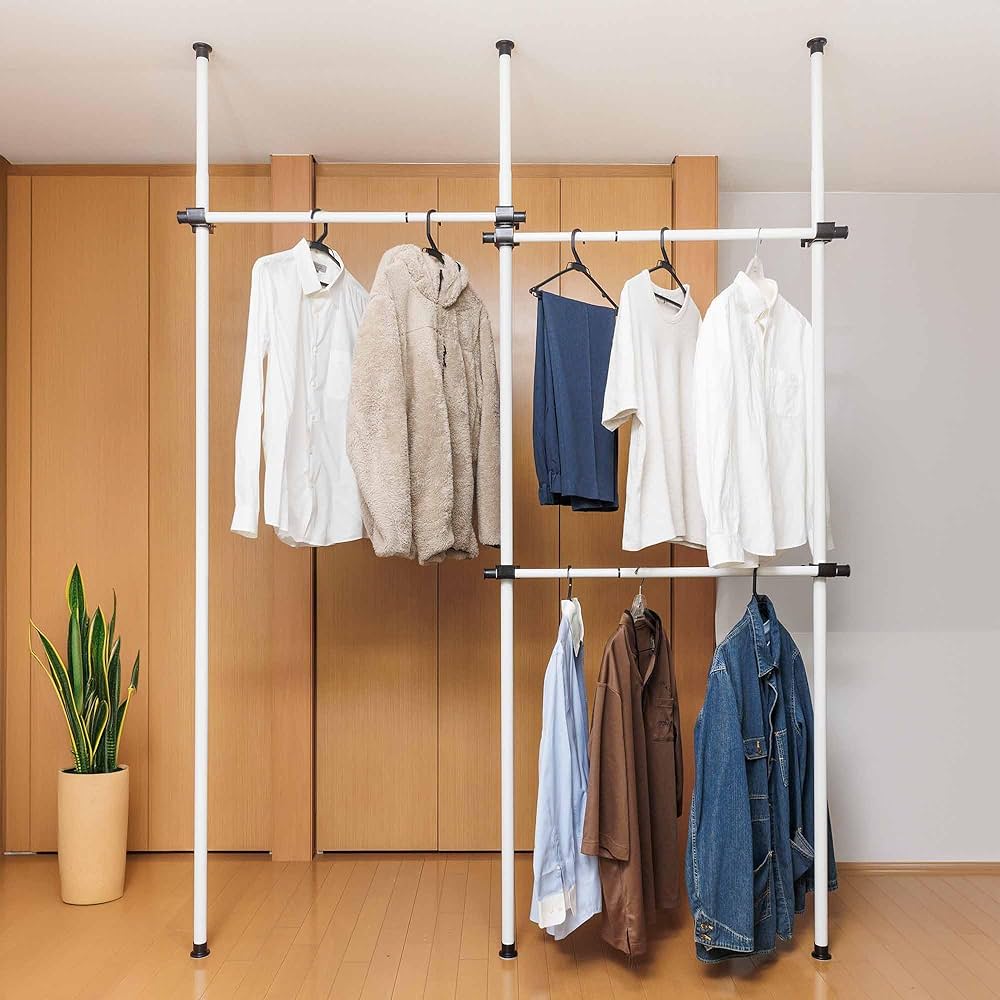 Amazon｜Yoquna 突っ張り ハンガーラック 【SNS 500万再生突破