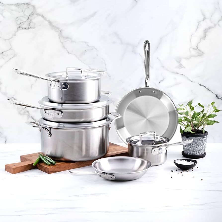 Amazon.com: All-Clad D5 10-Piece Stainless Steel Cookware Set, The