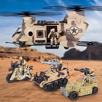 Amazon.co.jp: deAO ミリタリーヘリコプターおもちゃセット 陸軍男性