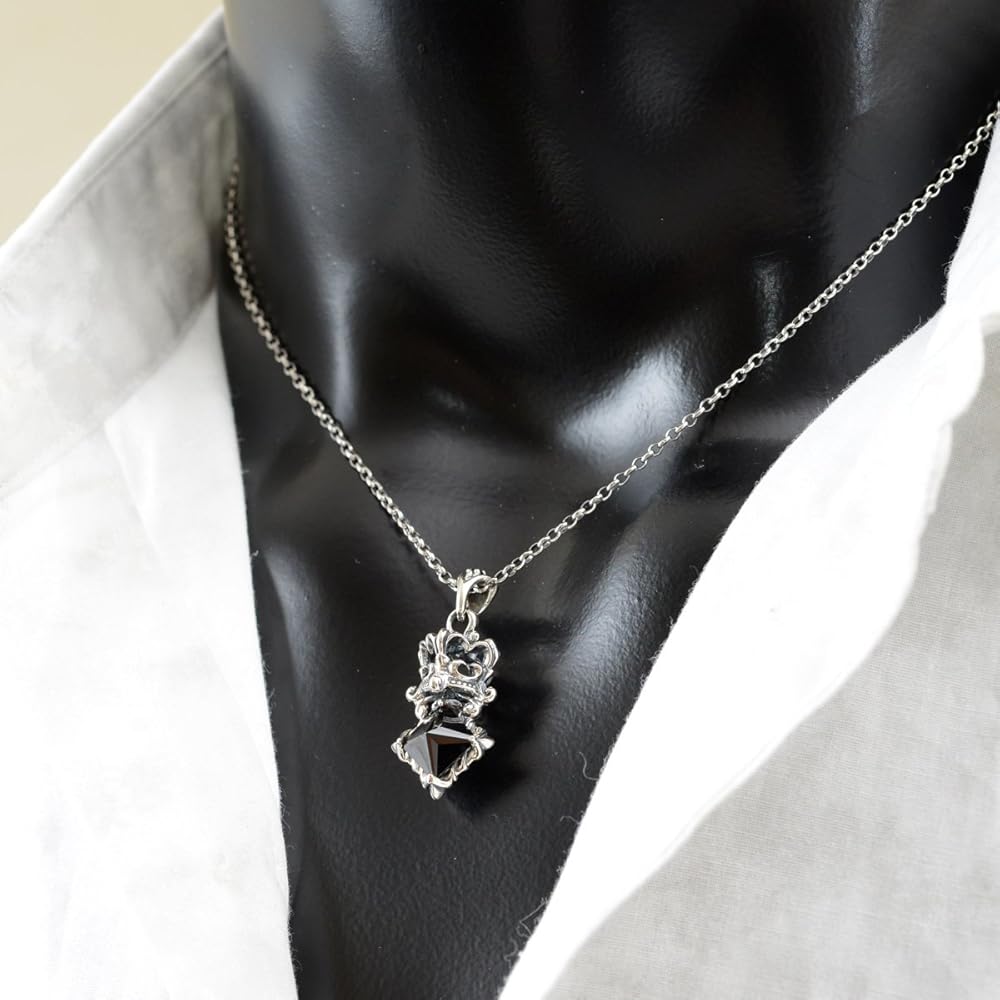 Amazon | [石輝] シルバー925 オニキス ネックレス 王冠 天然石