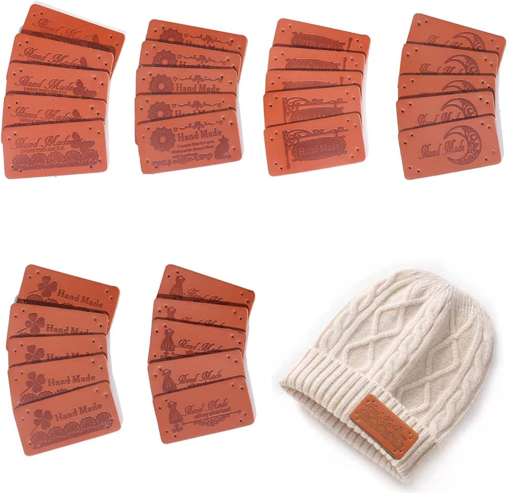 Amazon.co.jp: 革タグ 30枚入り タグ 手芸 革ラベル 6種パターン